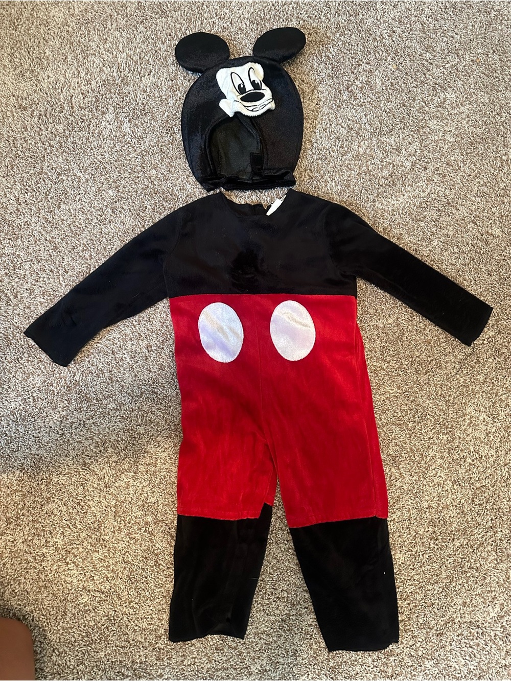 Vintage Disney Mickey Mouse Plush Jumpsuit Costume Sz 12-18 mos - Black & Red